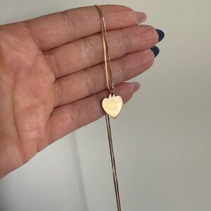 14K Gold Box Chain Necklace With 14k Gold Heart Pendant